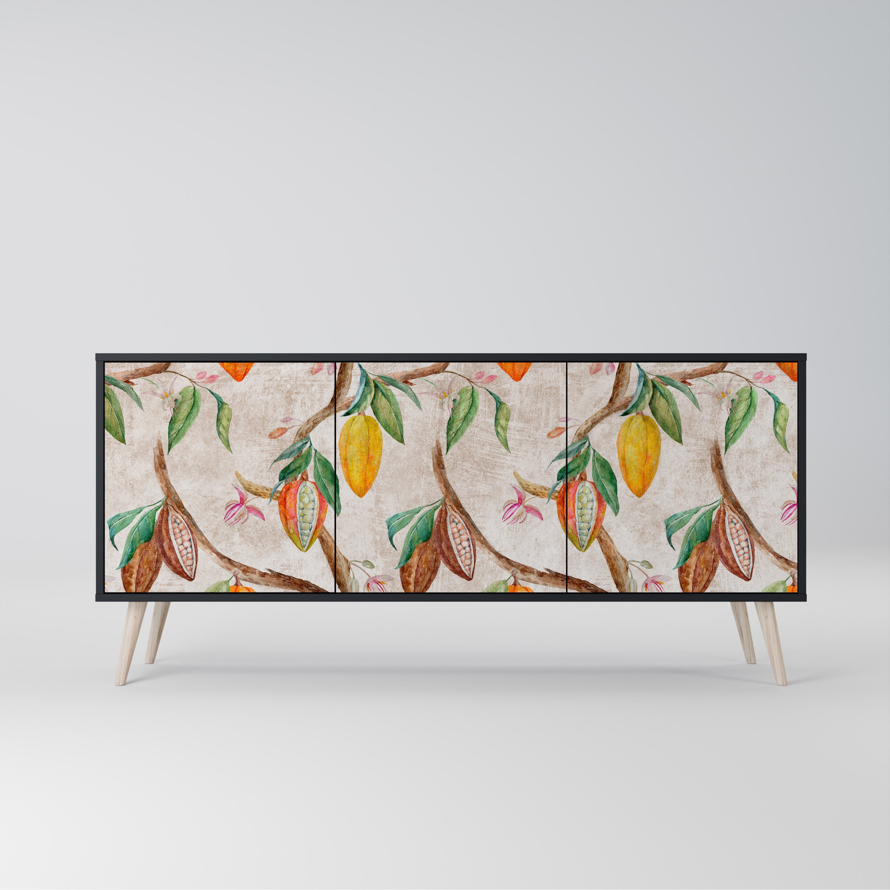 COCOA FRUITS 3-Door Sideboard in Black Finish
