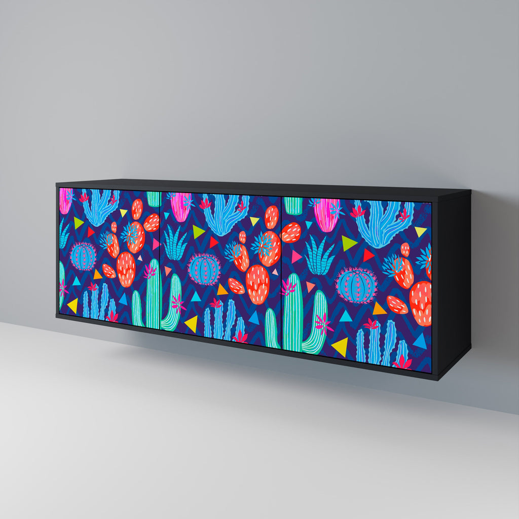 CACTUS VIBES 3-Door Sideboard in Black Finish