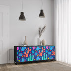 CACTUS VIBES 3-Door Sideboard in Black Finish