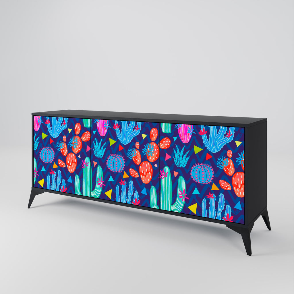 CACTUS VIBES 3-Door Sideboard in Black Finish