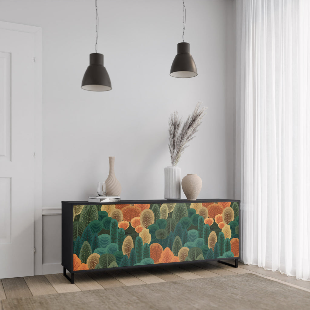 AUTUMN KALEIDOSCOPE 3-Door Sideboard in Black Finish
