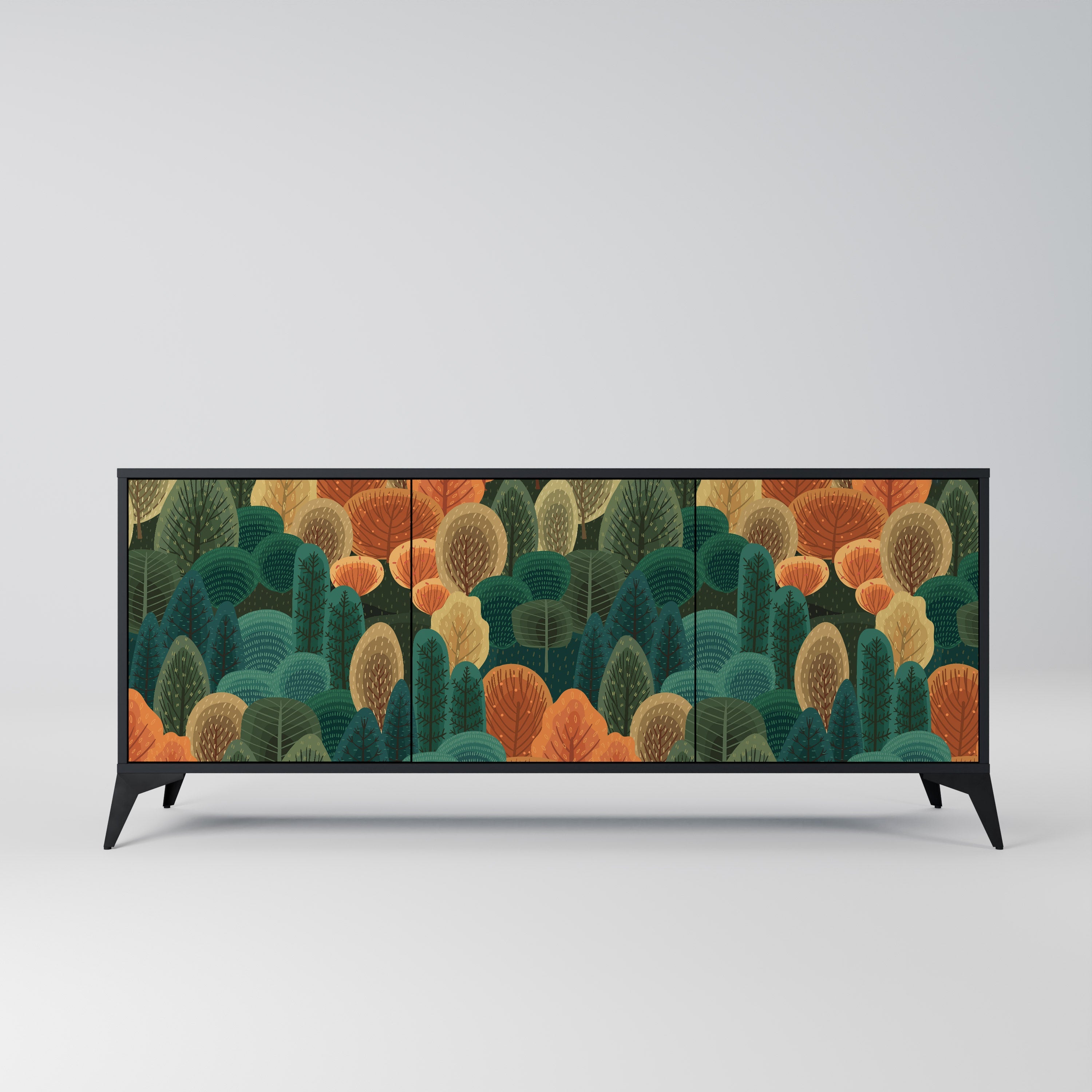 AUTUMN KALEIDOSCOPE 3-Door Sideboard in Black Finish