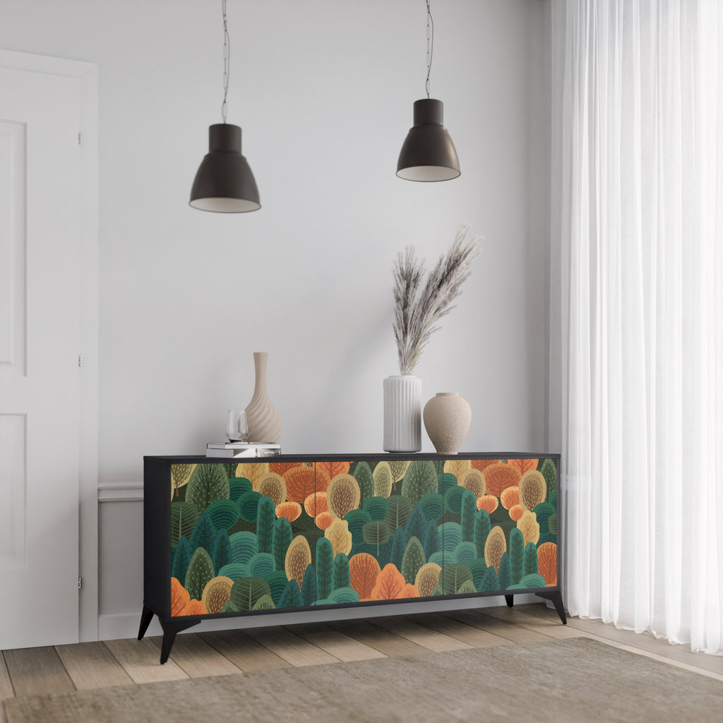 AUTUMN KALEIDOSCOPE 3-Door Sideboard in Black Finish