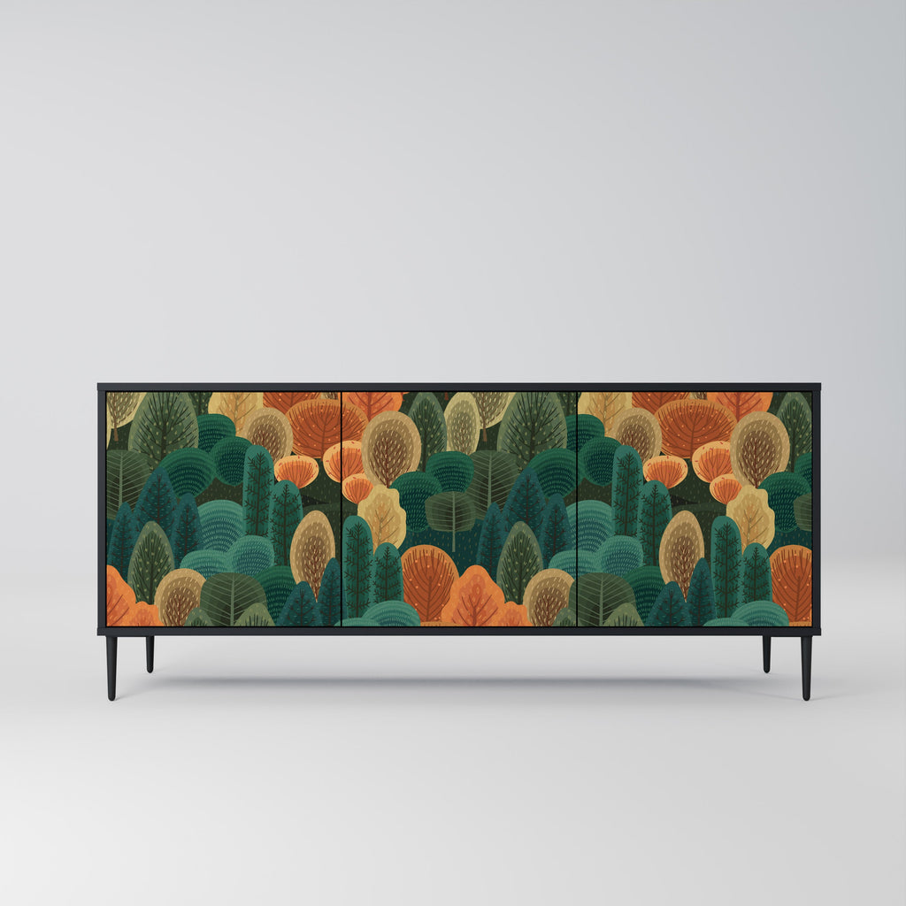 AUTUMN KALEIDOSCOPE 3-Door Sideboard in Black Finish