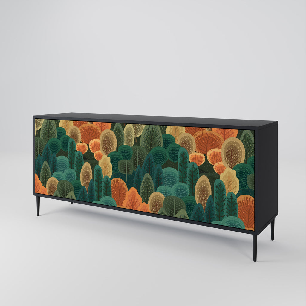 AUTUMN KALEIDOSCOPE 3-Door Sideboard in Black Finish