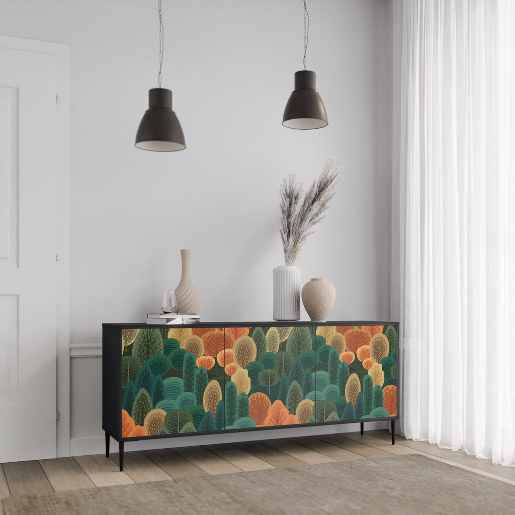AUTUMN KALEIDOSCOPE 3-Door Sideboard in Black Finish