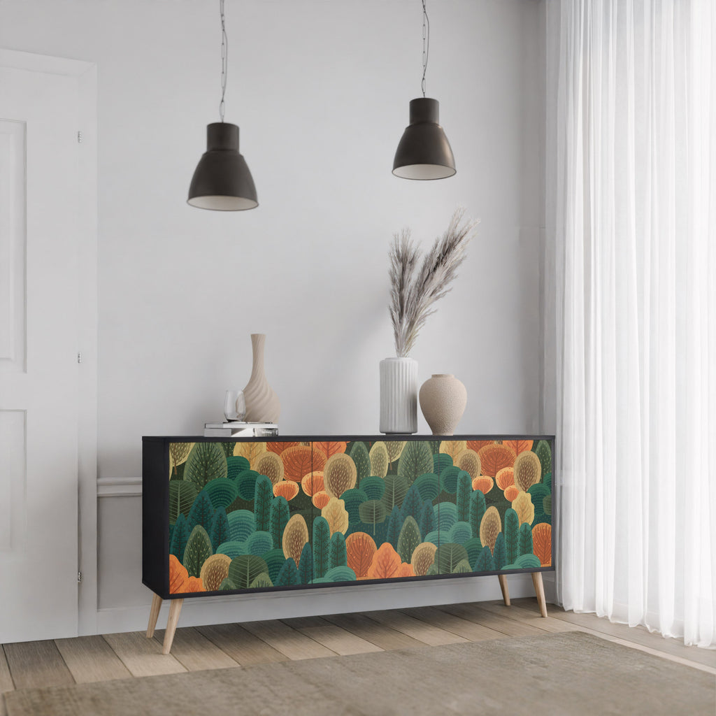 AUTUMN KALEIDOSCOPE 3-Door Sideboard in Black Finish