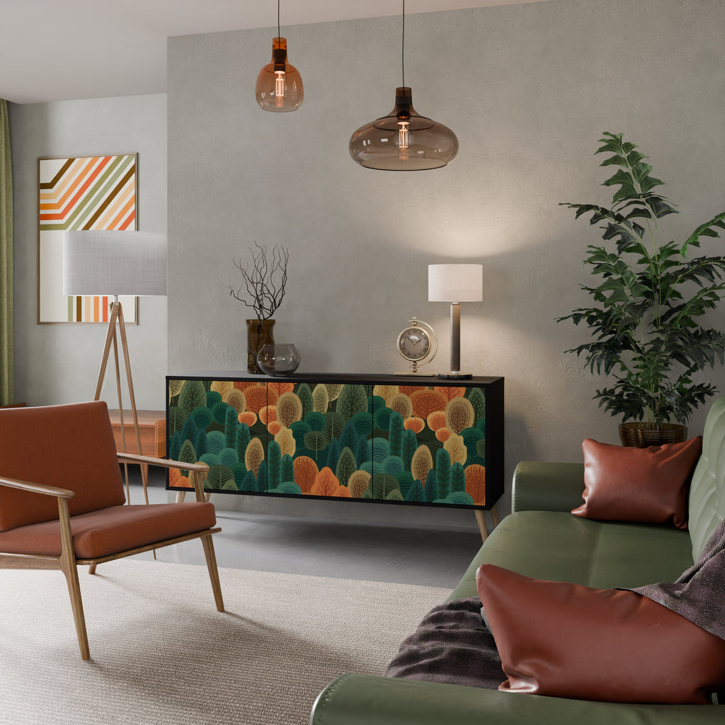 AUTUMN KALEIDOSCOPE 3-Door Sideboard in Black Finish