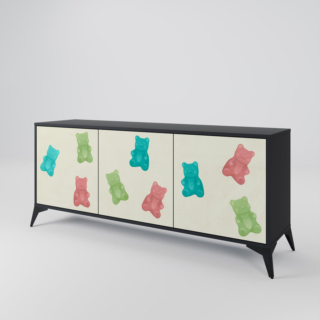 GUMMY BEARS 3-Door Sideboard in Black Finish