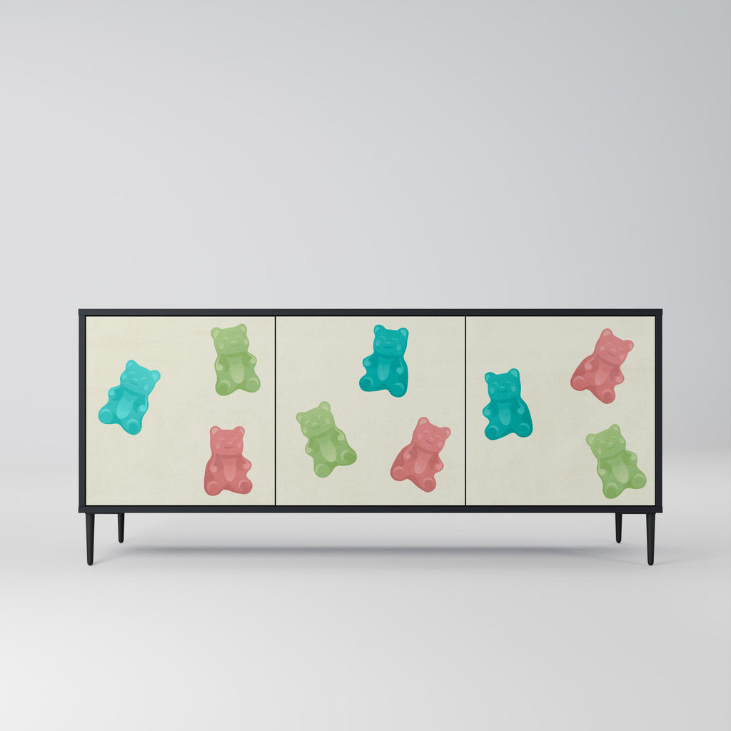 GUMMY BEARS 3-Door Sideboard in Black Finish