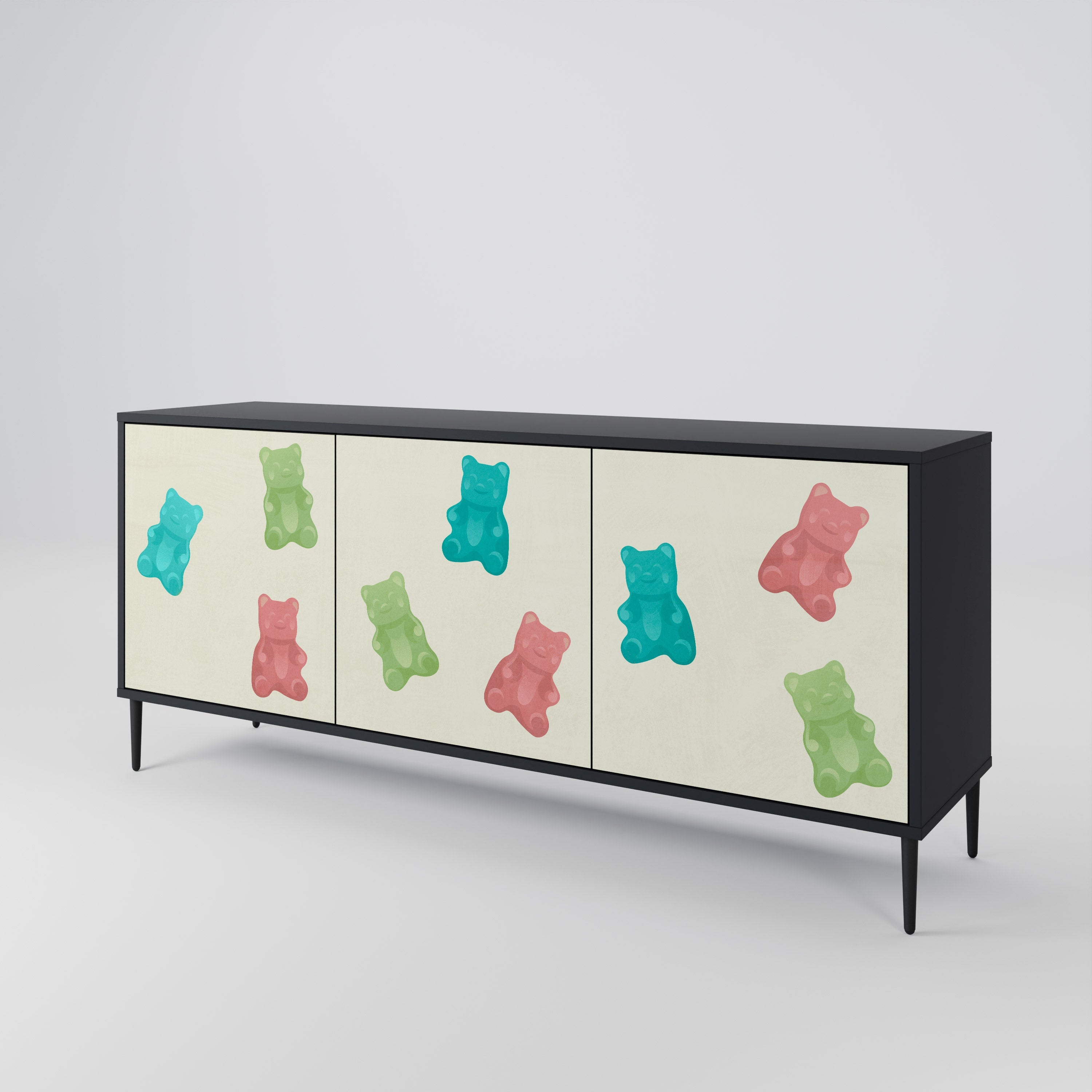 GUMMY BEARS 3-Door Sideboard in Black Finish