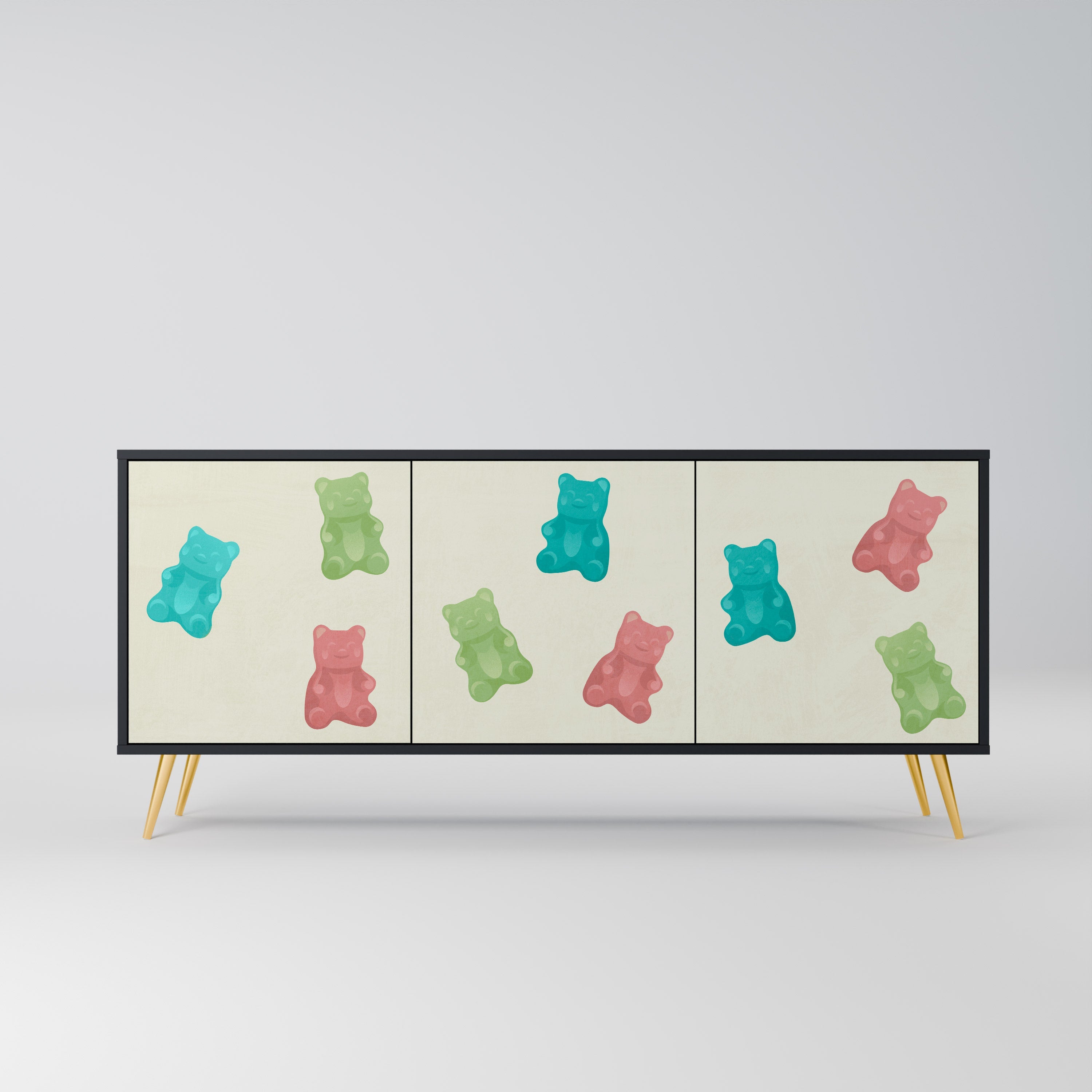 GUMMY BEARS 3-Door Sideboard in Black Finish