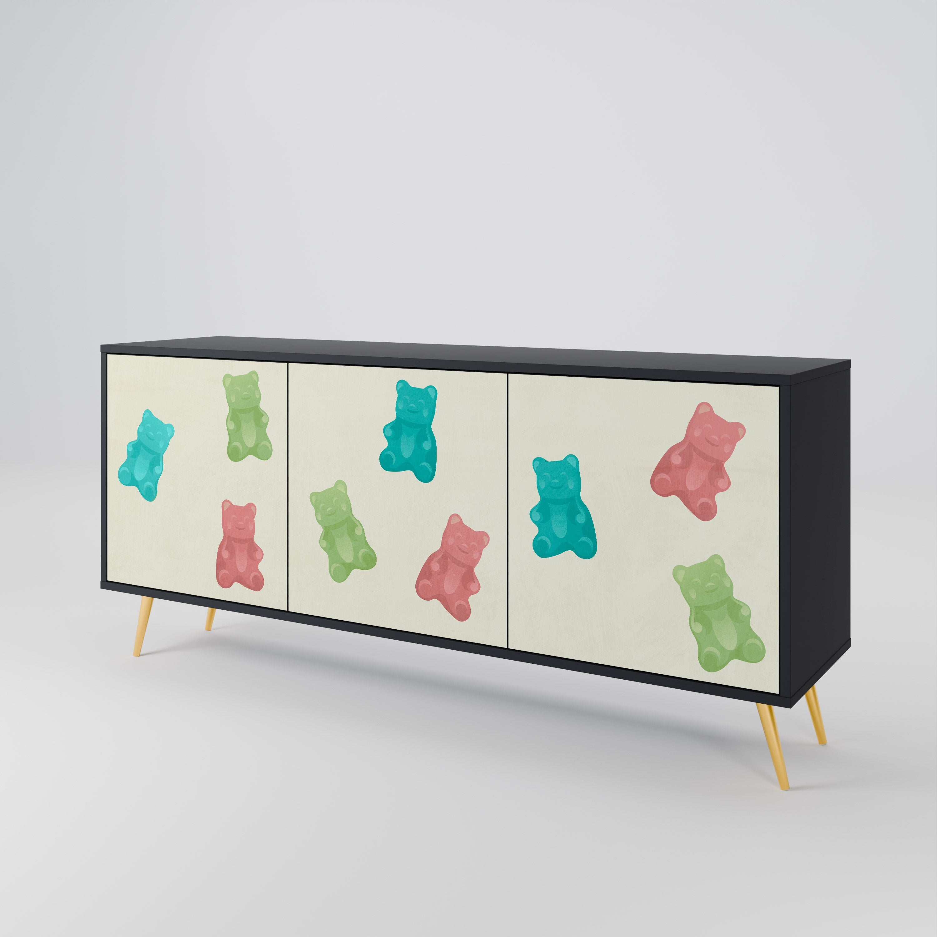 GUMMY BEARS 3-Door Sideboard in Black Finish