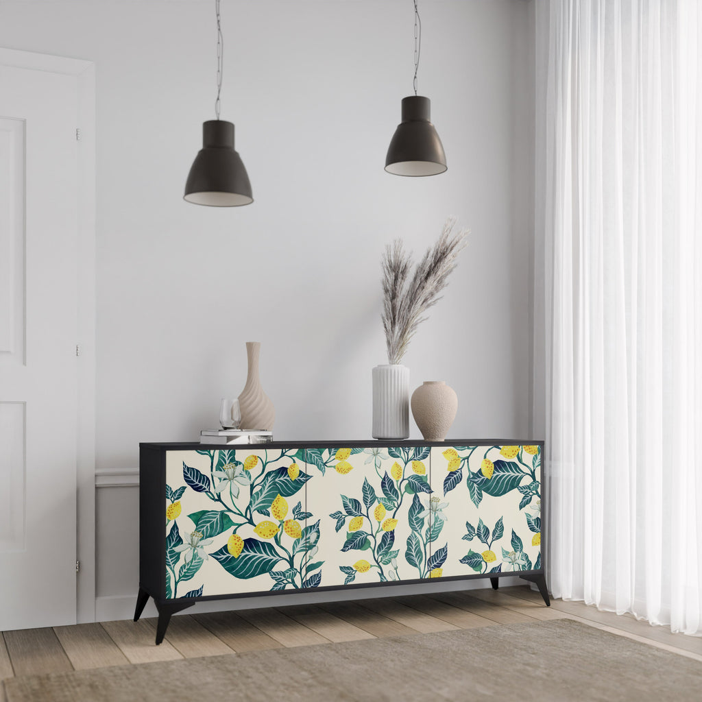 LEMON TREE 3-Door Sideboard in Black Finish