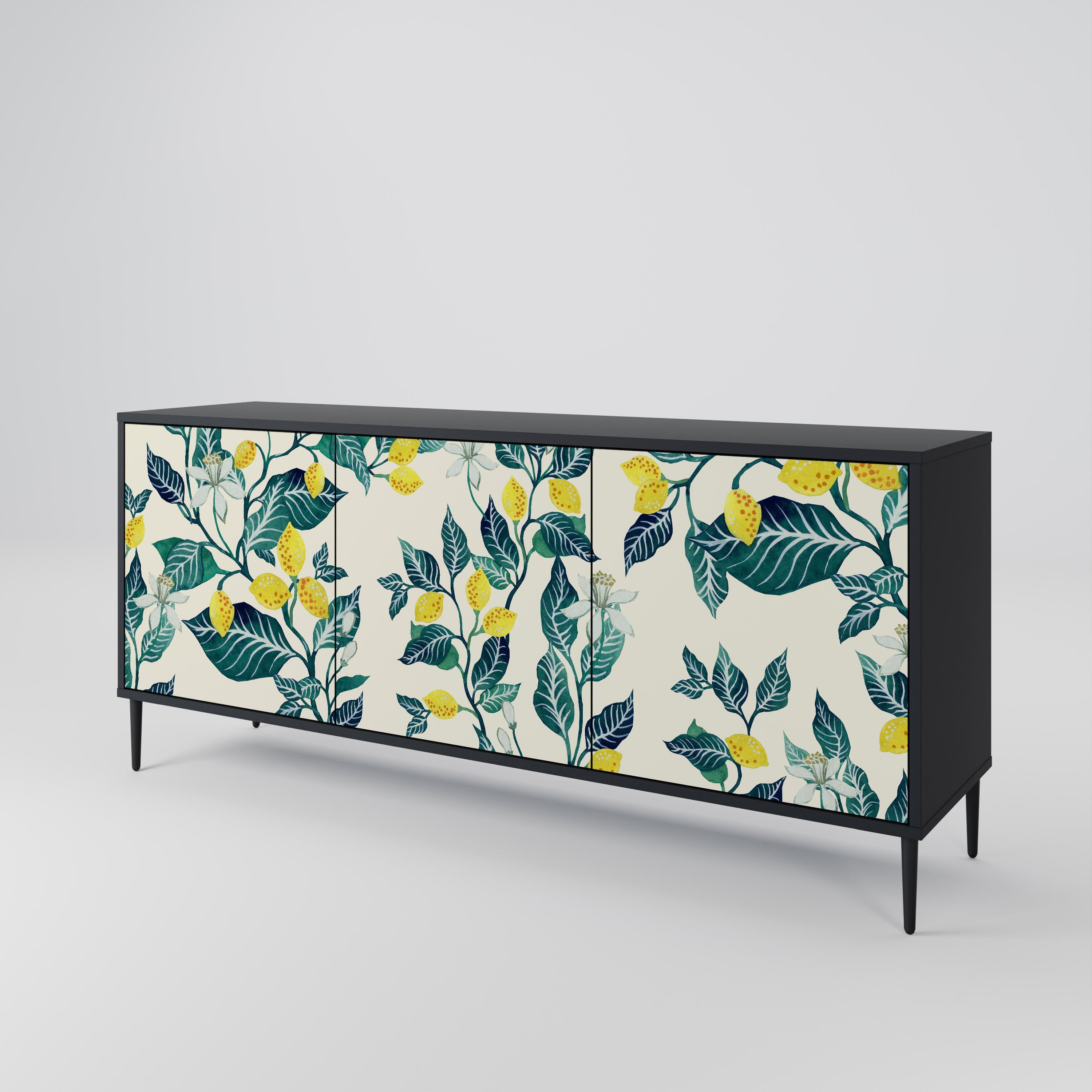 LEMON TREE 3-Door Sideboard in Black Finish