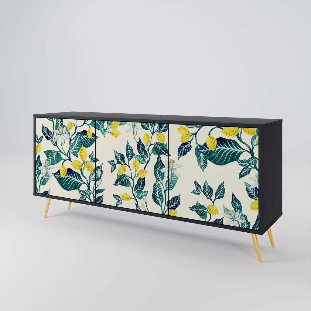 LEMON TREE 3-Door Sideboard in Black Finish