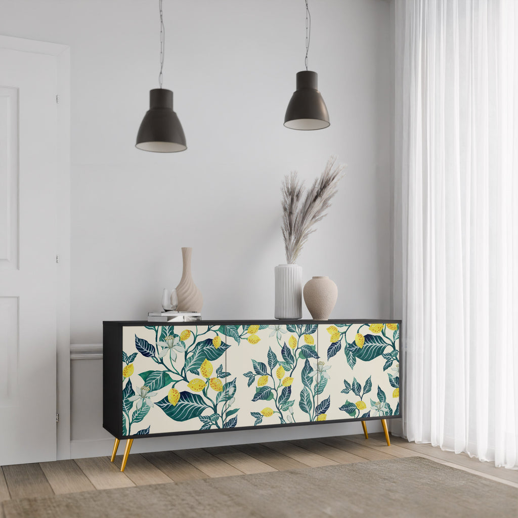 LEMON TREE 3-Door Sideboard in Black Finish
