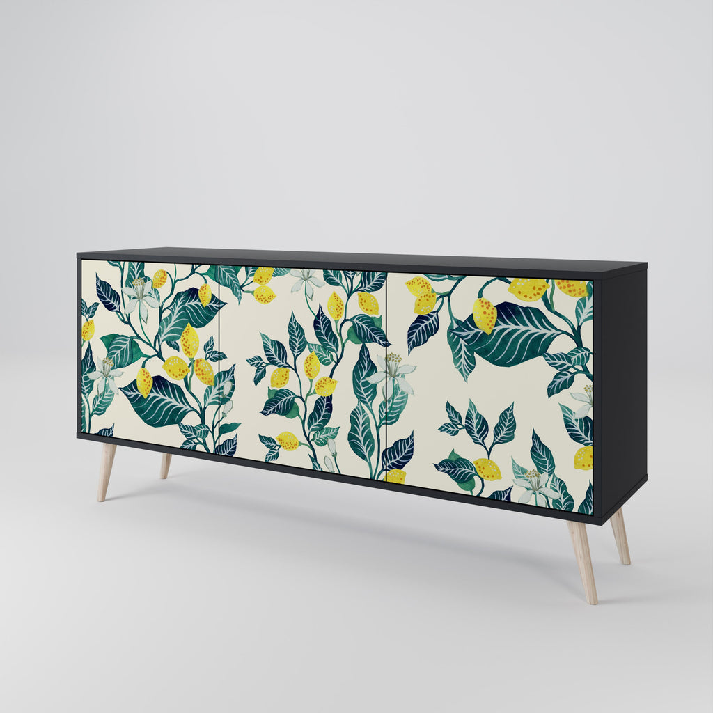 LEMON TREE 3-Door Sideboard in Black Finish