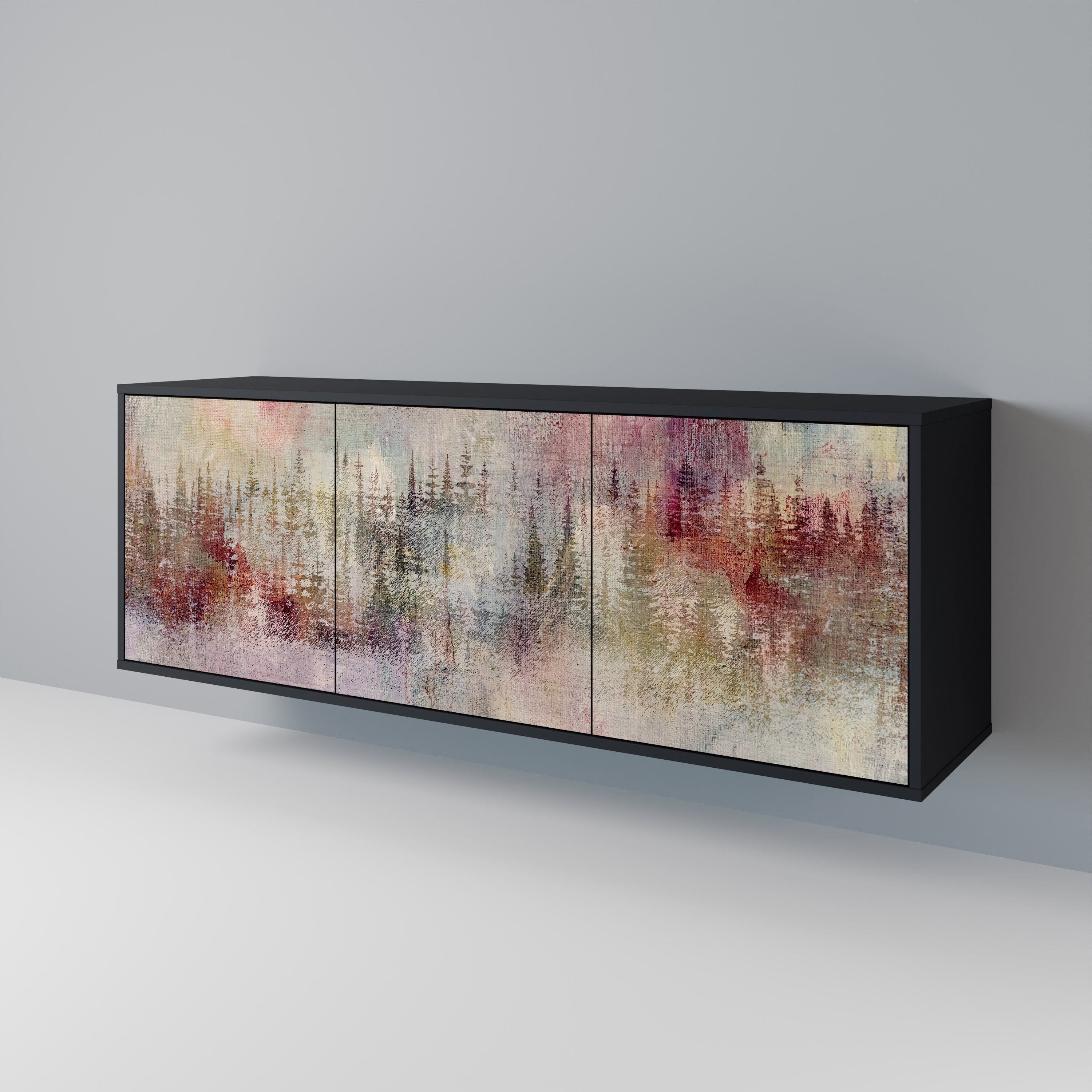 VEILED SUMMIT 3-Door Sideboard in Black Finish