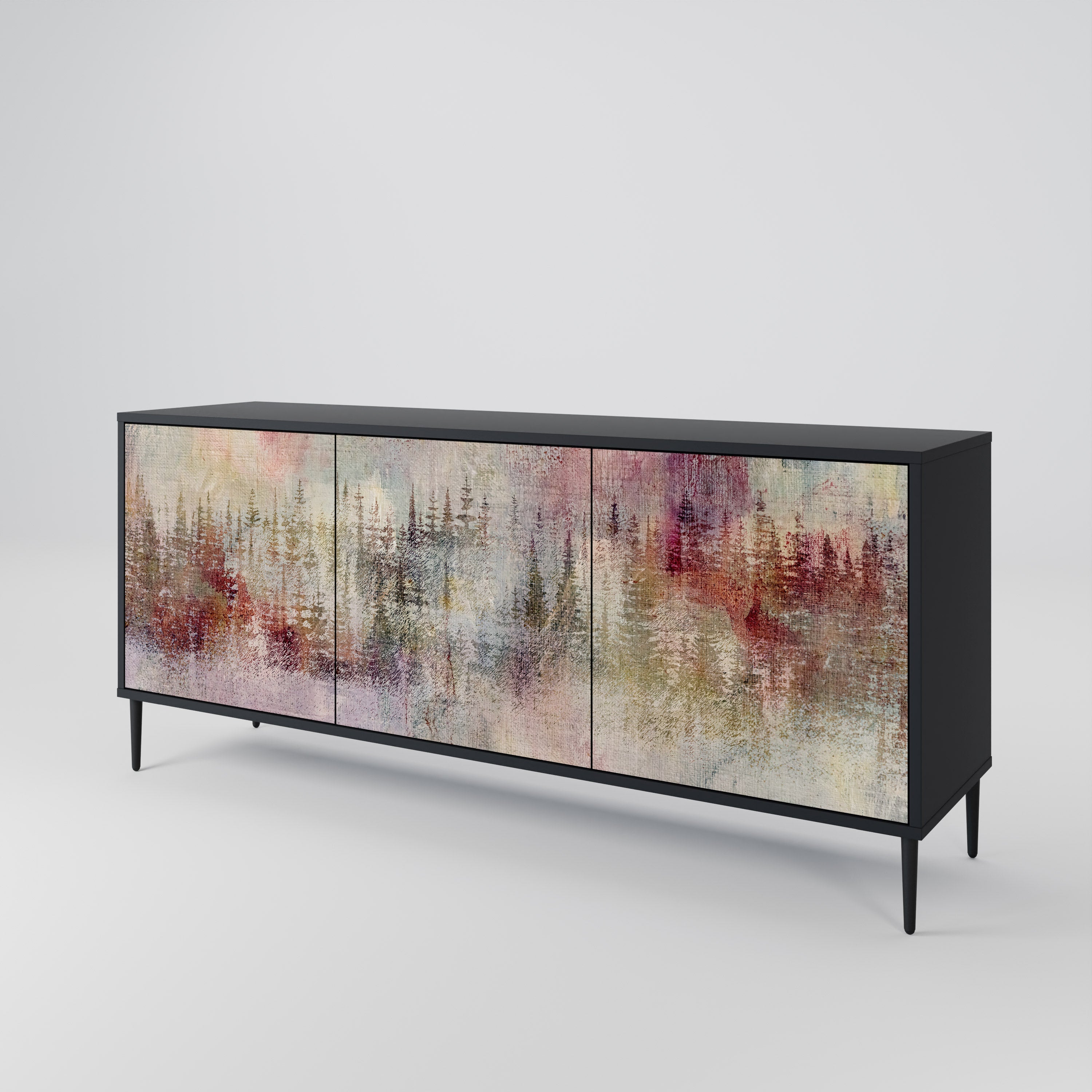 VEILED SUMMIT 3-Door Sideboard in Black Finish