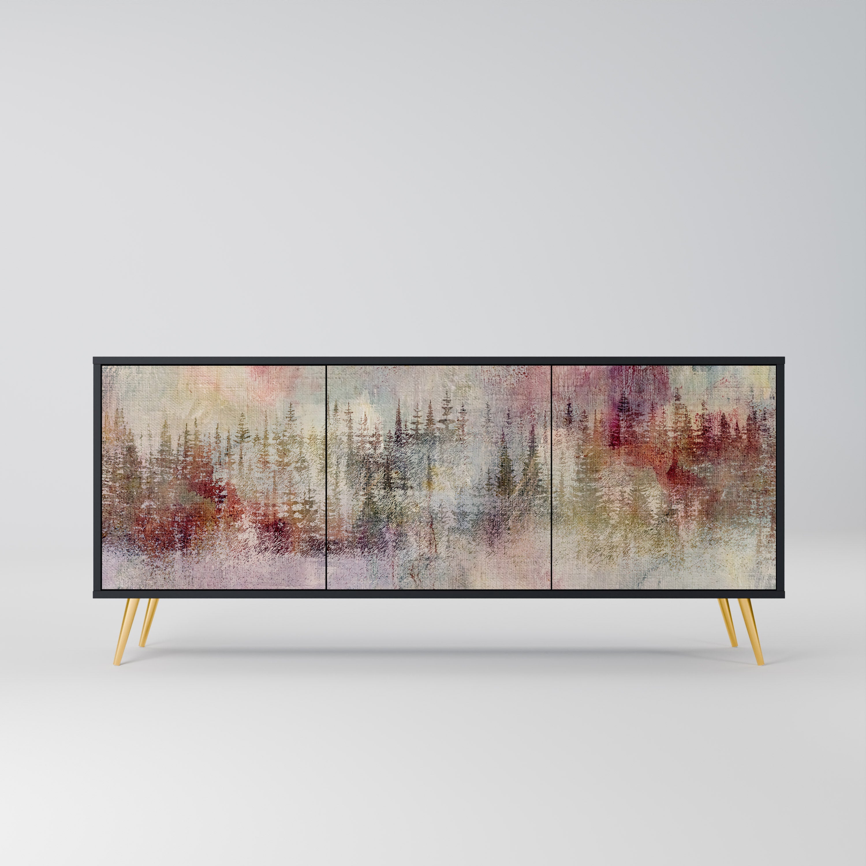 VEILED SUMMIT 3-Door Sideboard in Black Finish