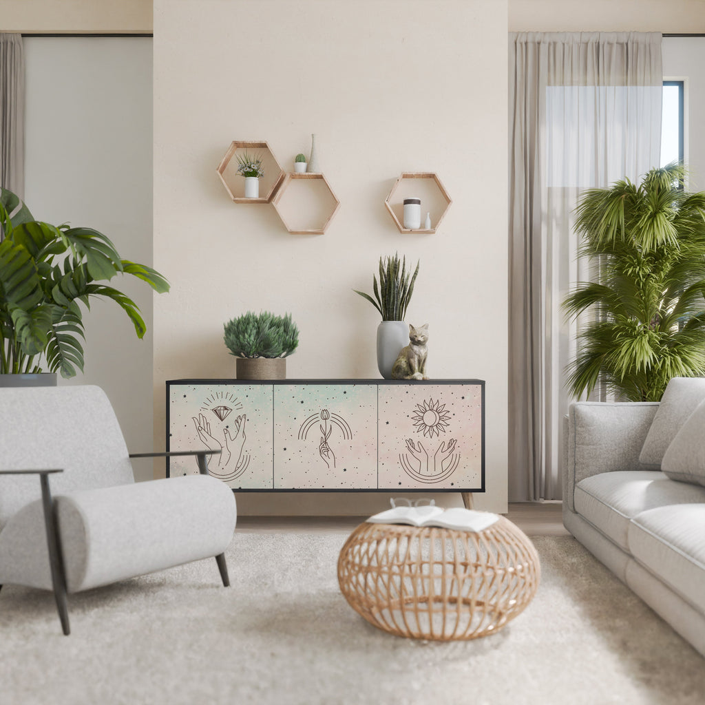 DELICATE BEAUTY 3-Door Sideboard in Black Finish