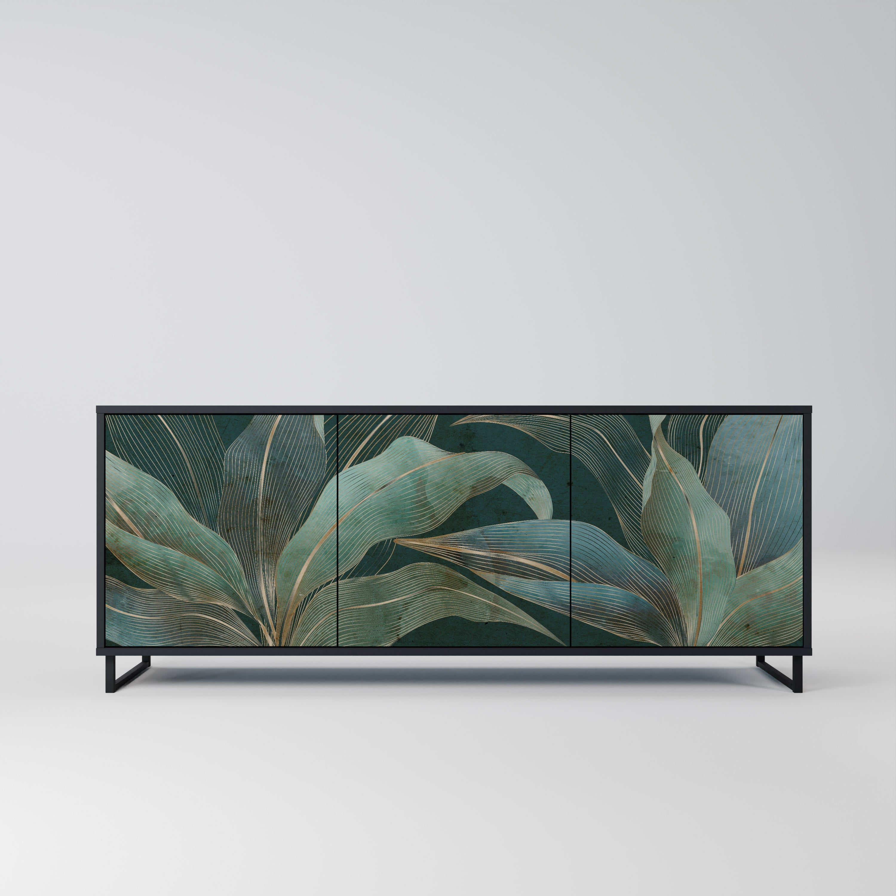 ROYAL GREEN Aparador de 3 Portas em Acabamento Preto