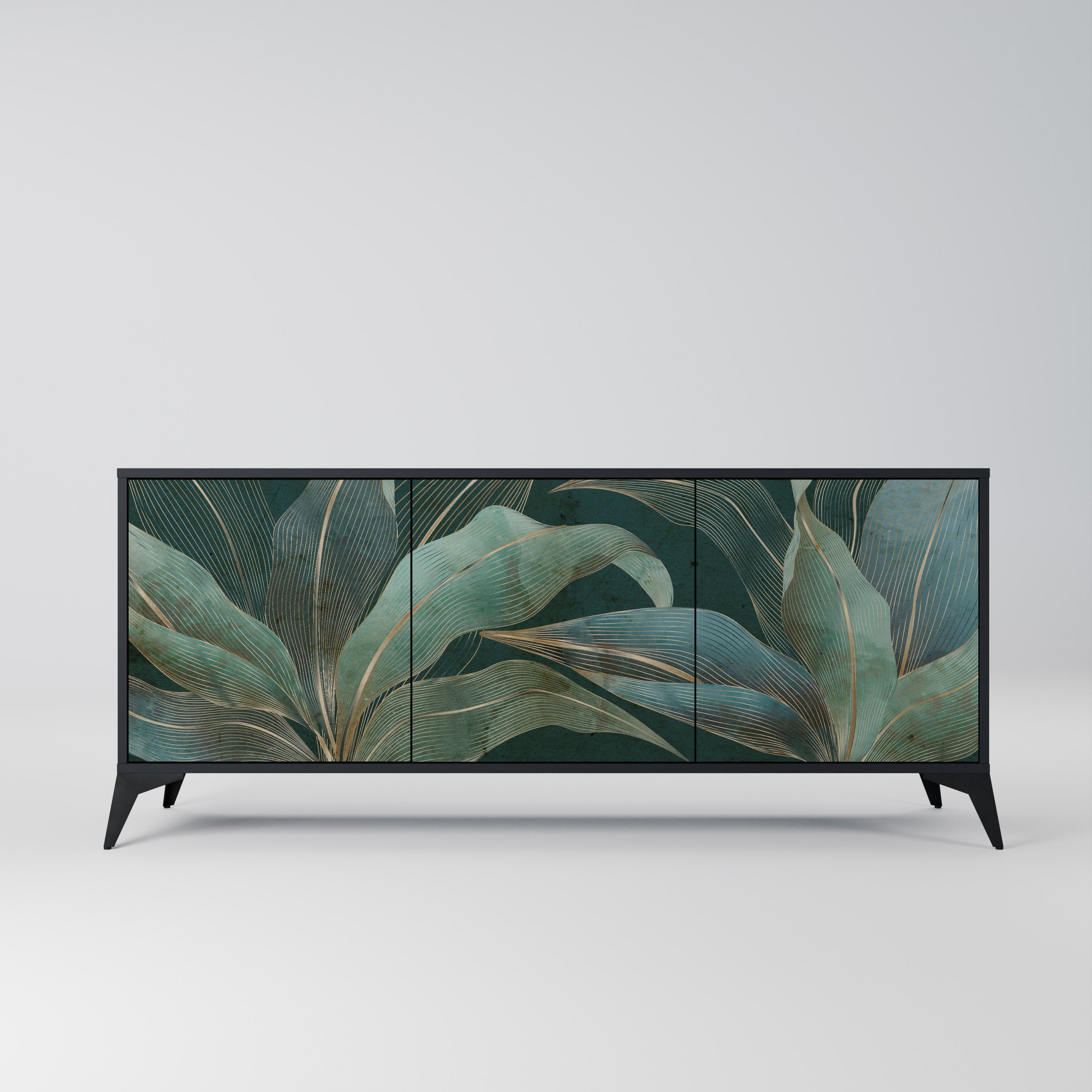 ROYAL GREEN Aparador de 3 Portas em Acabamento Preto