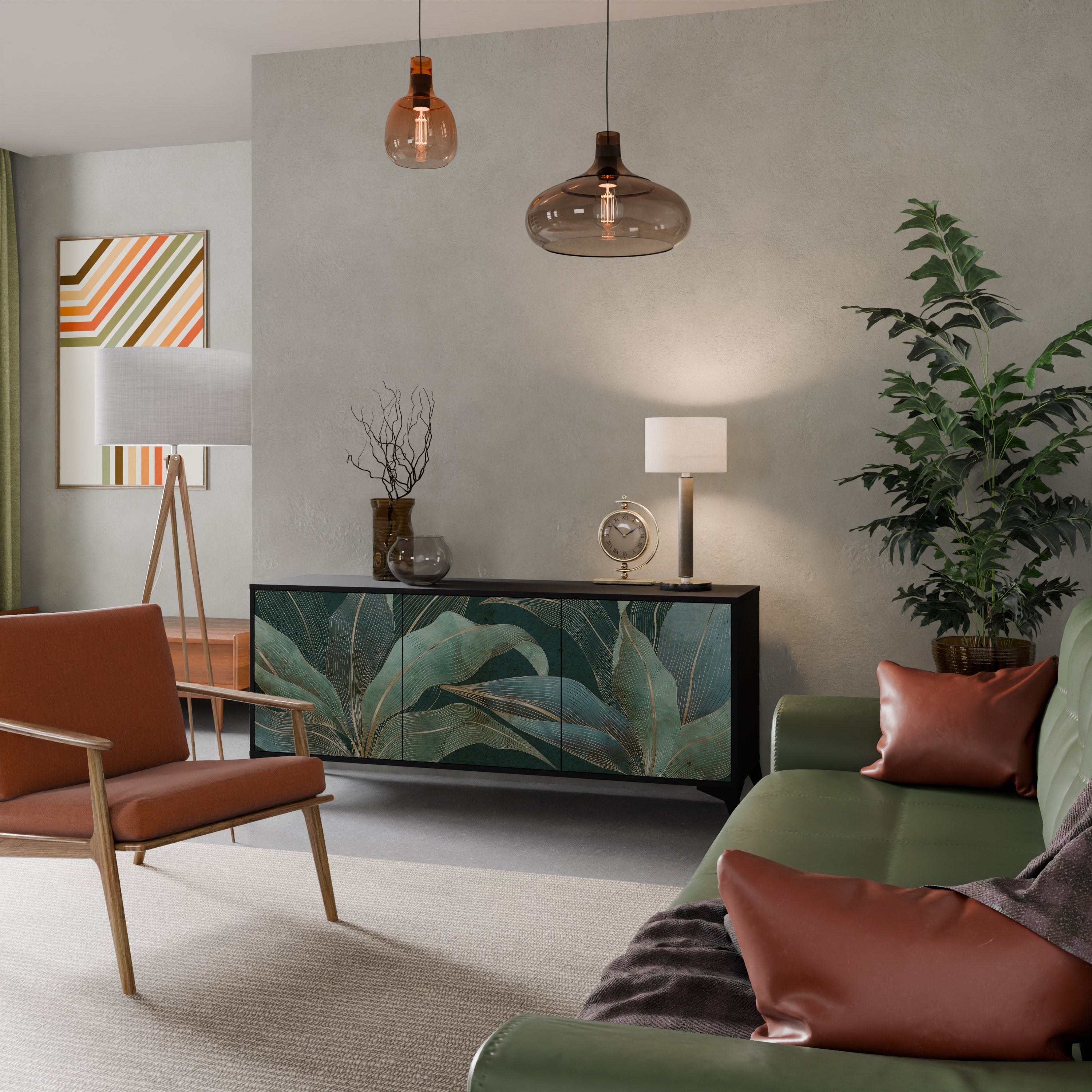 ROYAL GREEN Aparador de 3 Portas em Acabamento Preto