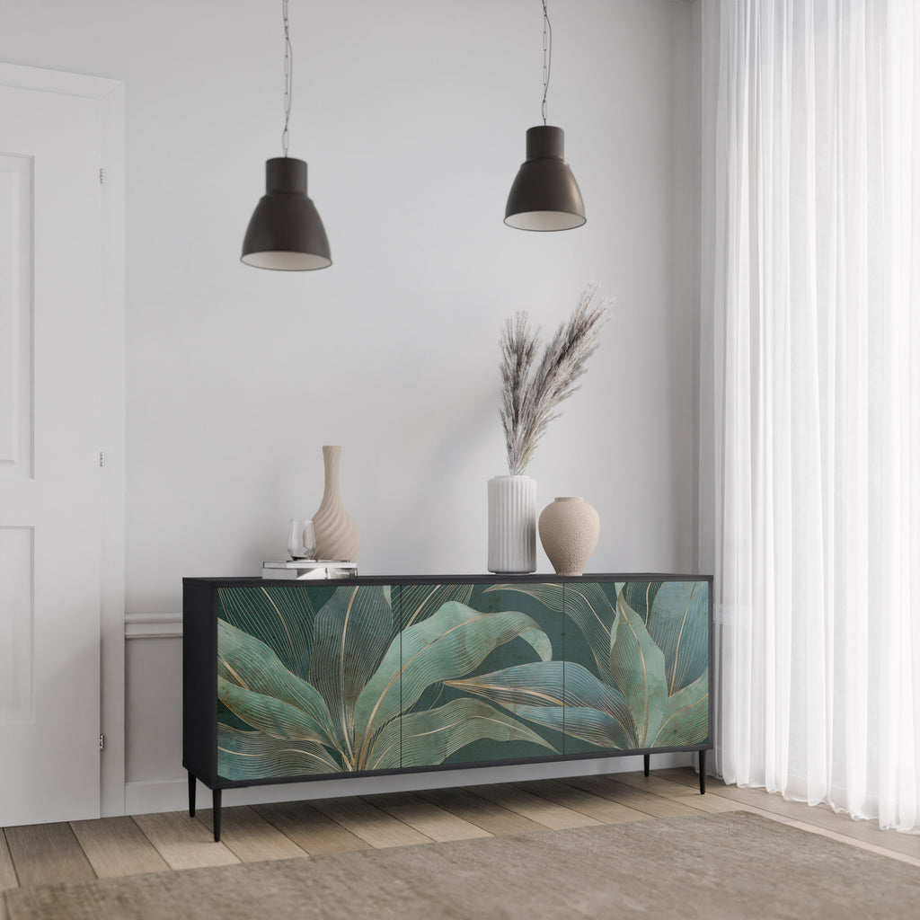 ROYAL GREEN Aparador de 3 Portas em Acabamento Preto