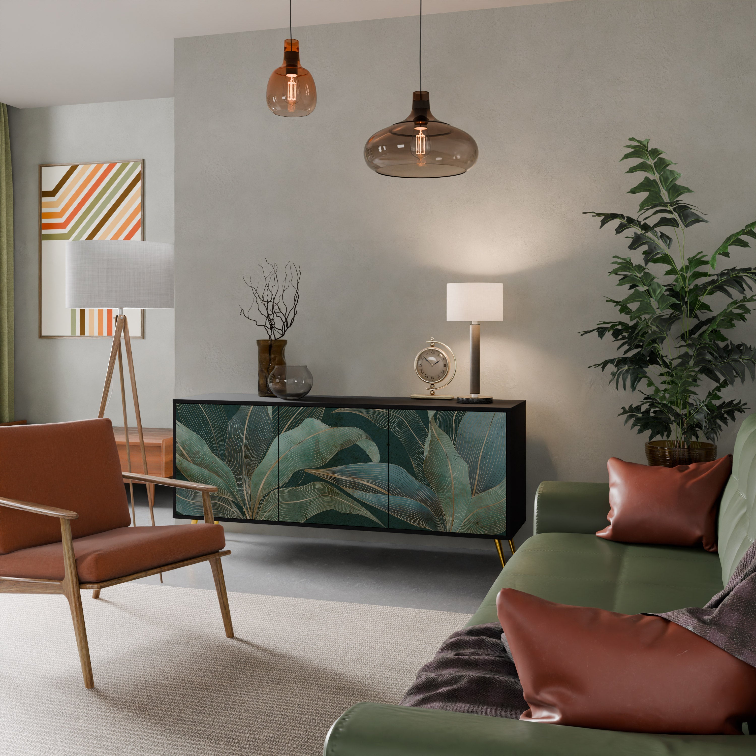 ROYAL GREEN Aparador de 3 Portas em Acabamento Preto