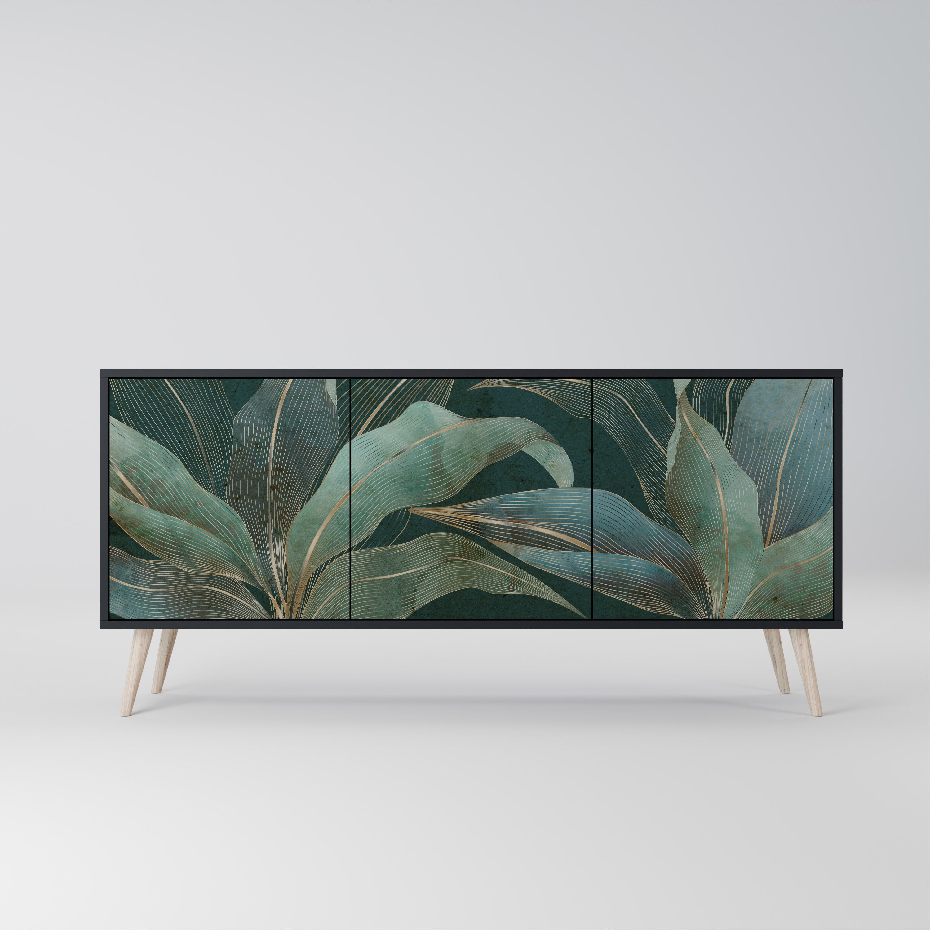 ROYAL GREEN Aparador de 3 Portas em Acabamento Preto