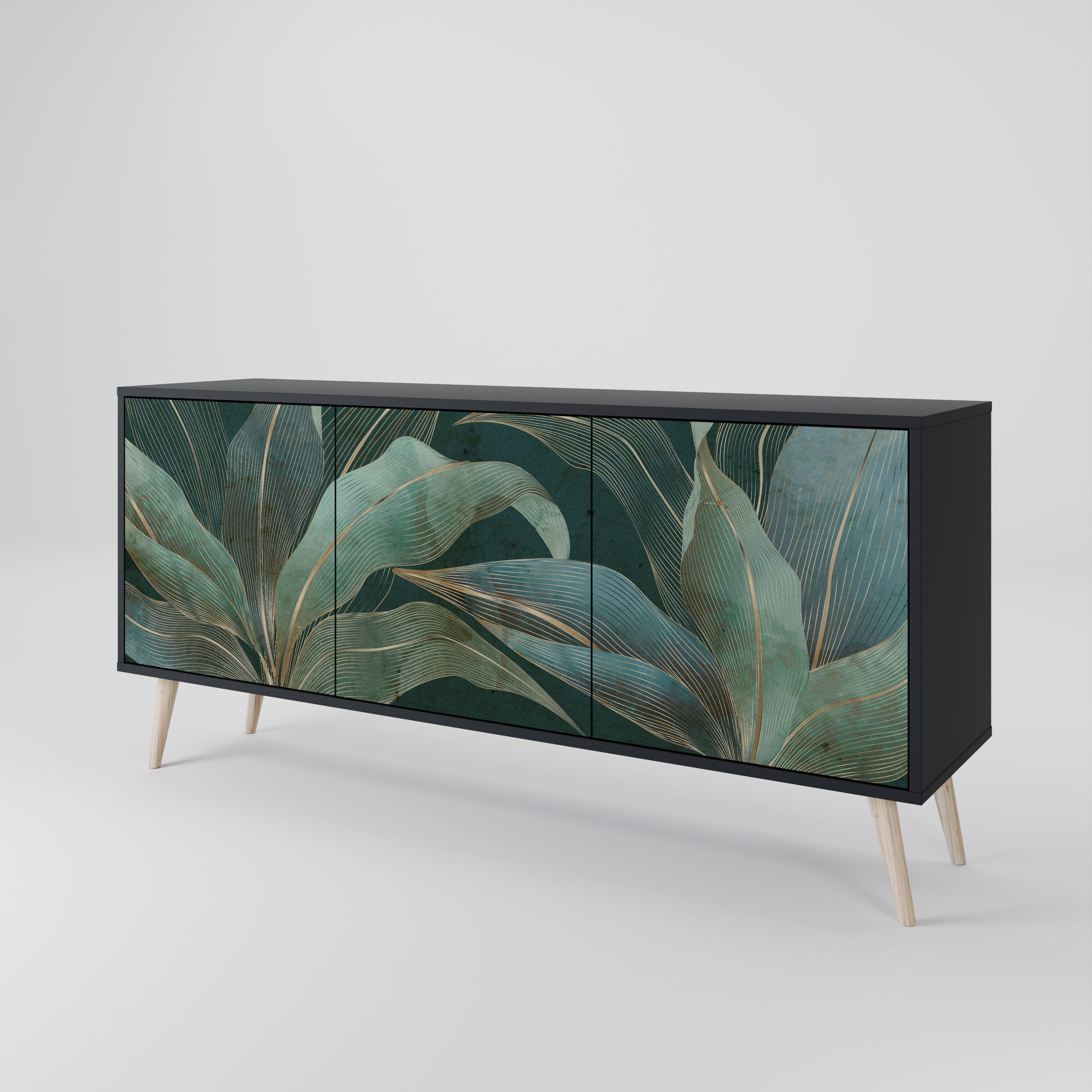 ROYAL GREEN Aparador de 3 Portas em Acabamento Preto