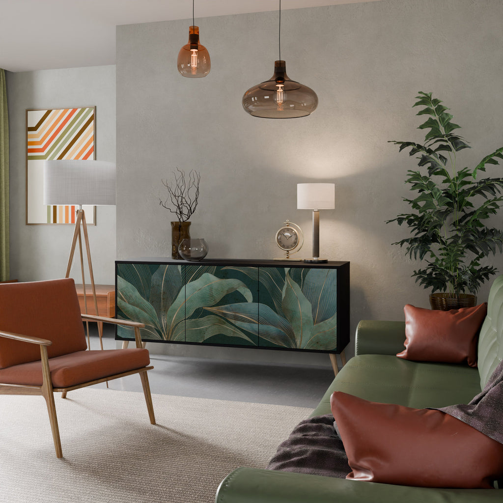 ROYAL GREEN Aparador de 3 Portas em Acabamento Preto