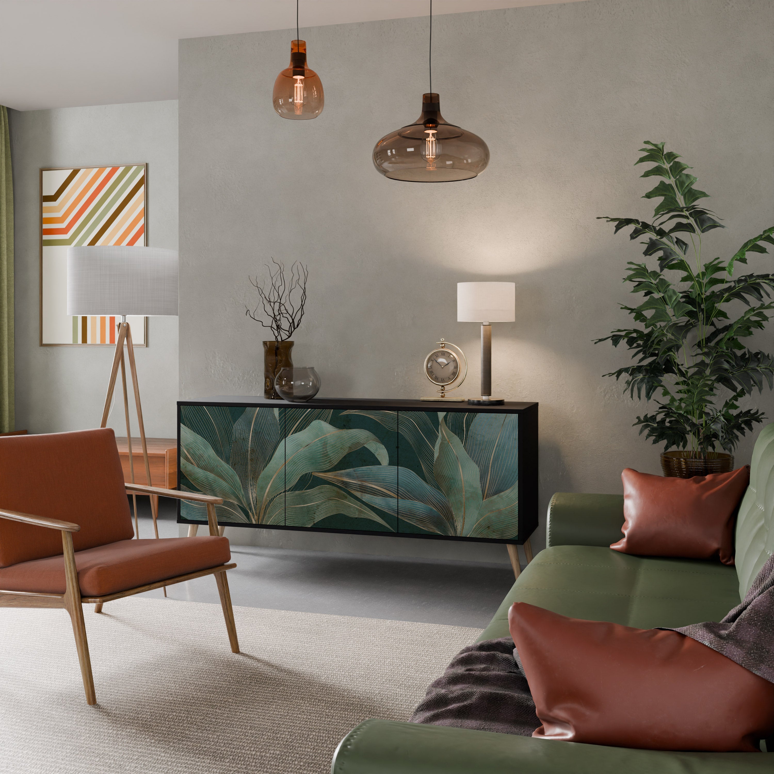 ROYAL GREEN Aparador de 3 Portas em Acabamento Preto