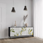 ELEGANT BOTANICS Aparador de 3 Portas em Acabamento Preto