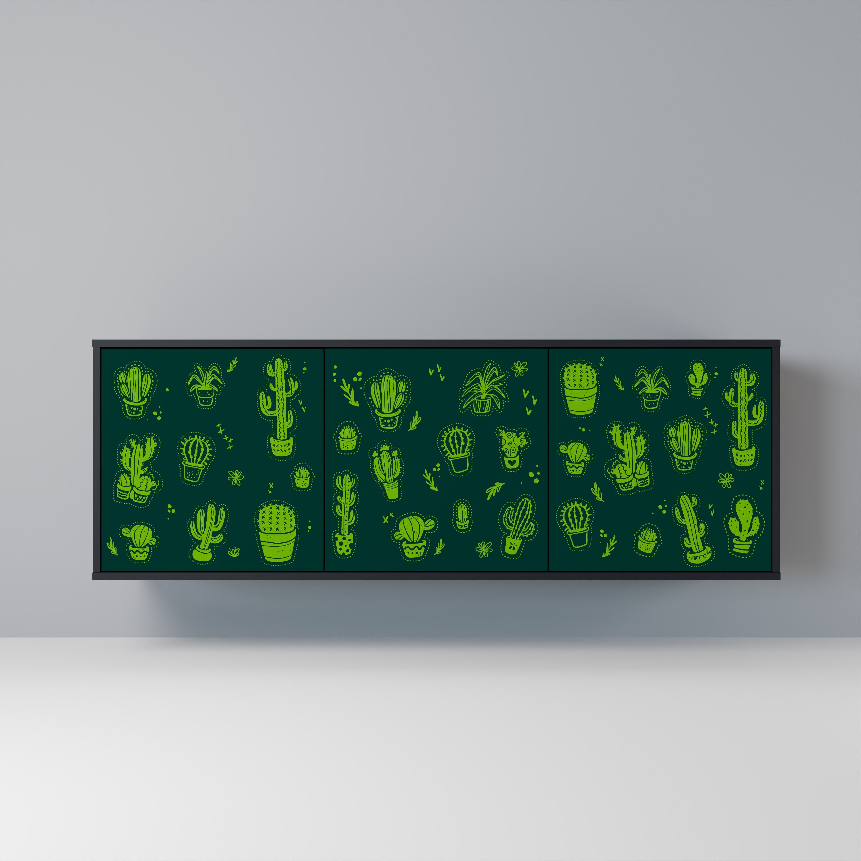 DESERT GREEN Aparador de 3 Portas em Acabamento Preto