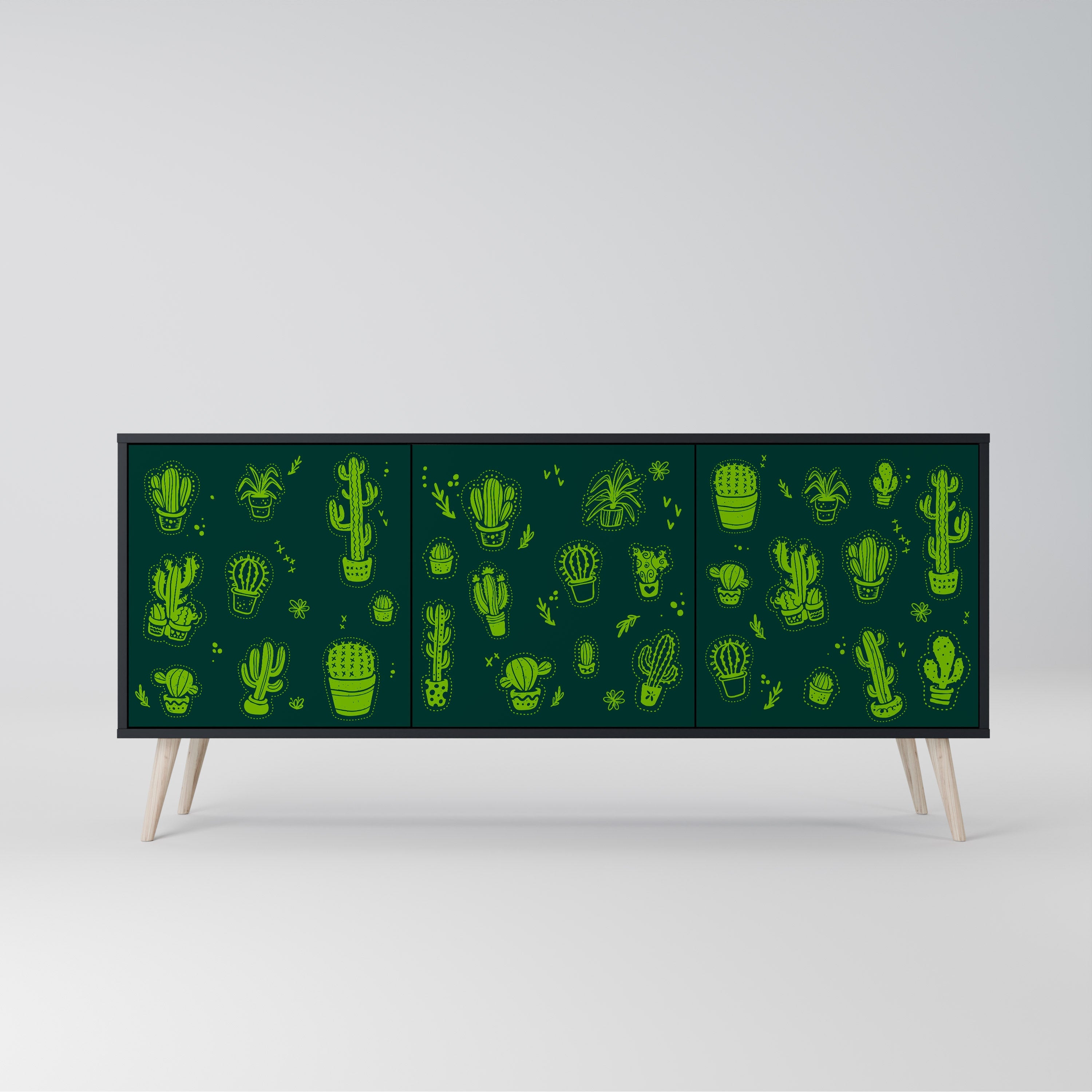 DESERT GREEN Aparador de 3 Portas em Acabamento Preto