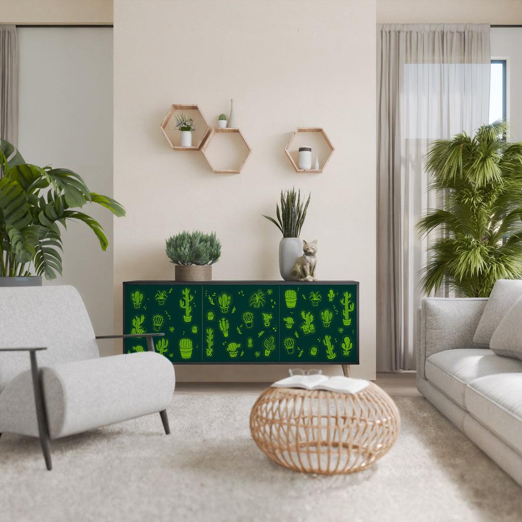 DESERT GREEN Aparador de 3 Portas em Acabamento Preto