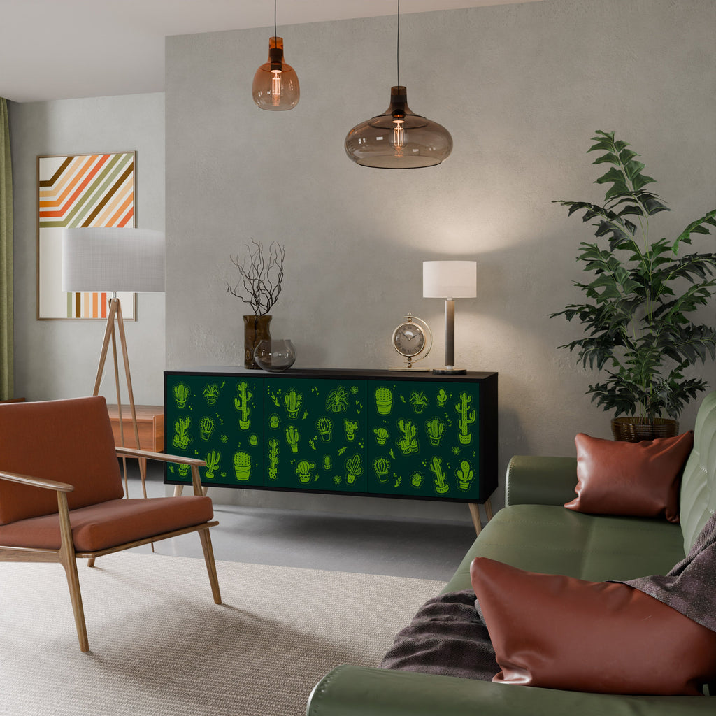 DESERT GREEN Aparador de 3 Portas em Acabamento Preto