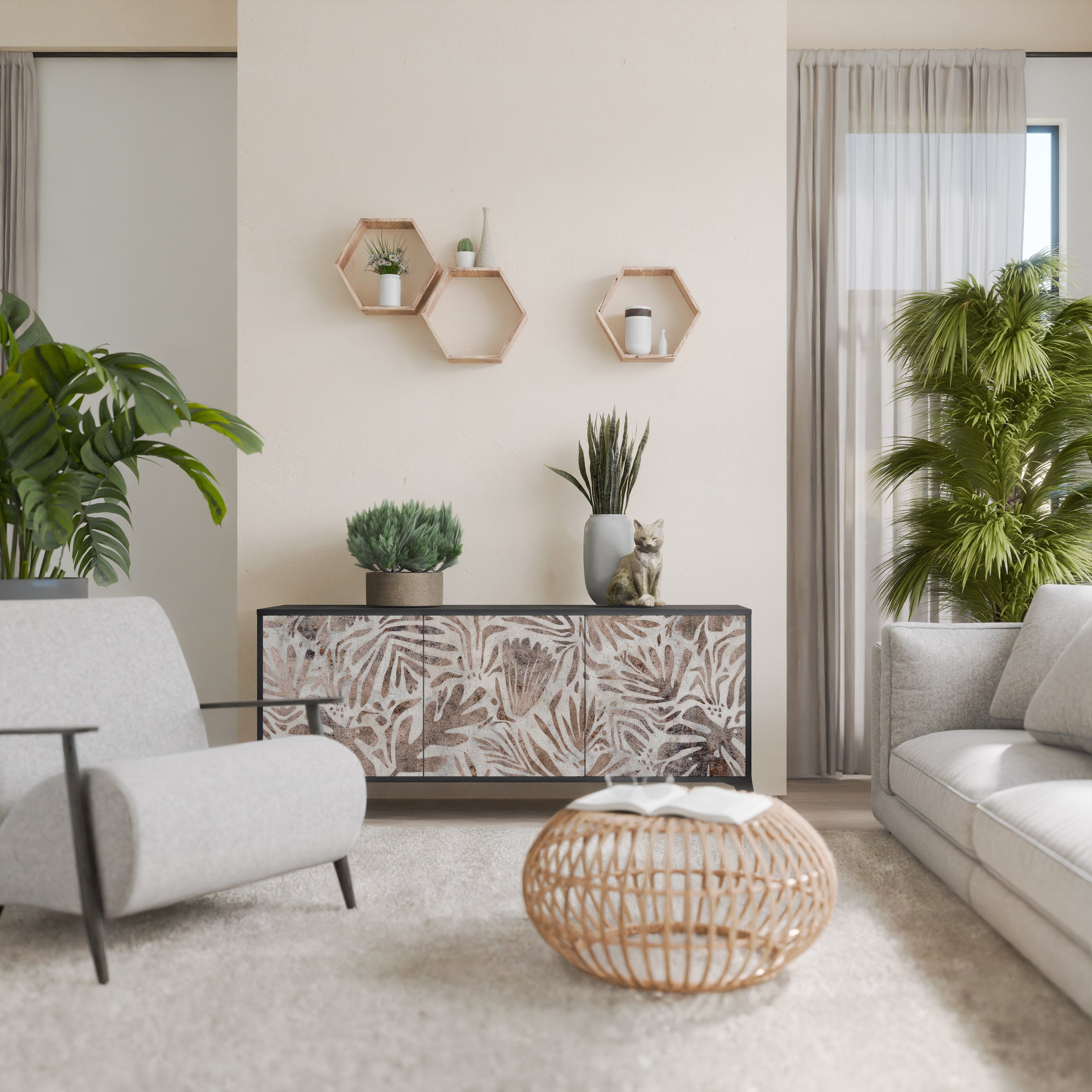 PASSING TIME 3-Door Sideboard in Black Finish