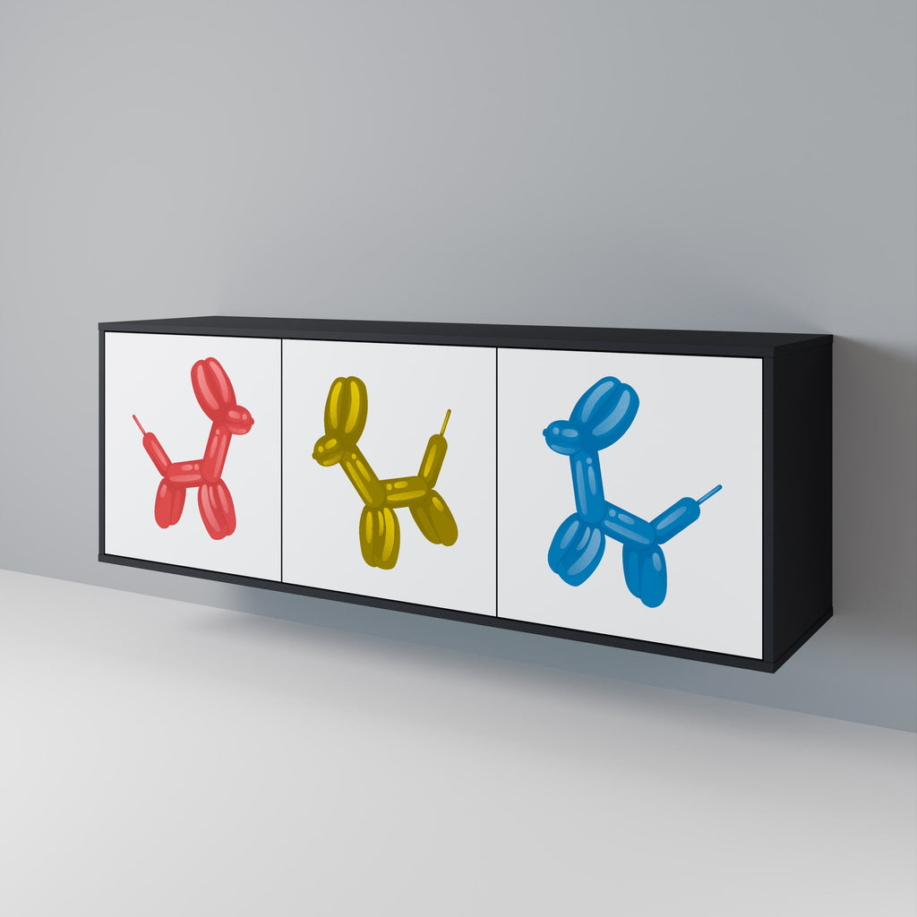 CHILDHOOD MEMORY Aparador de 3 Portas em Acabamento Preto