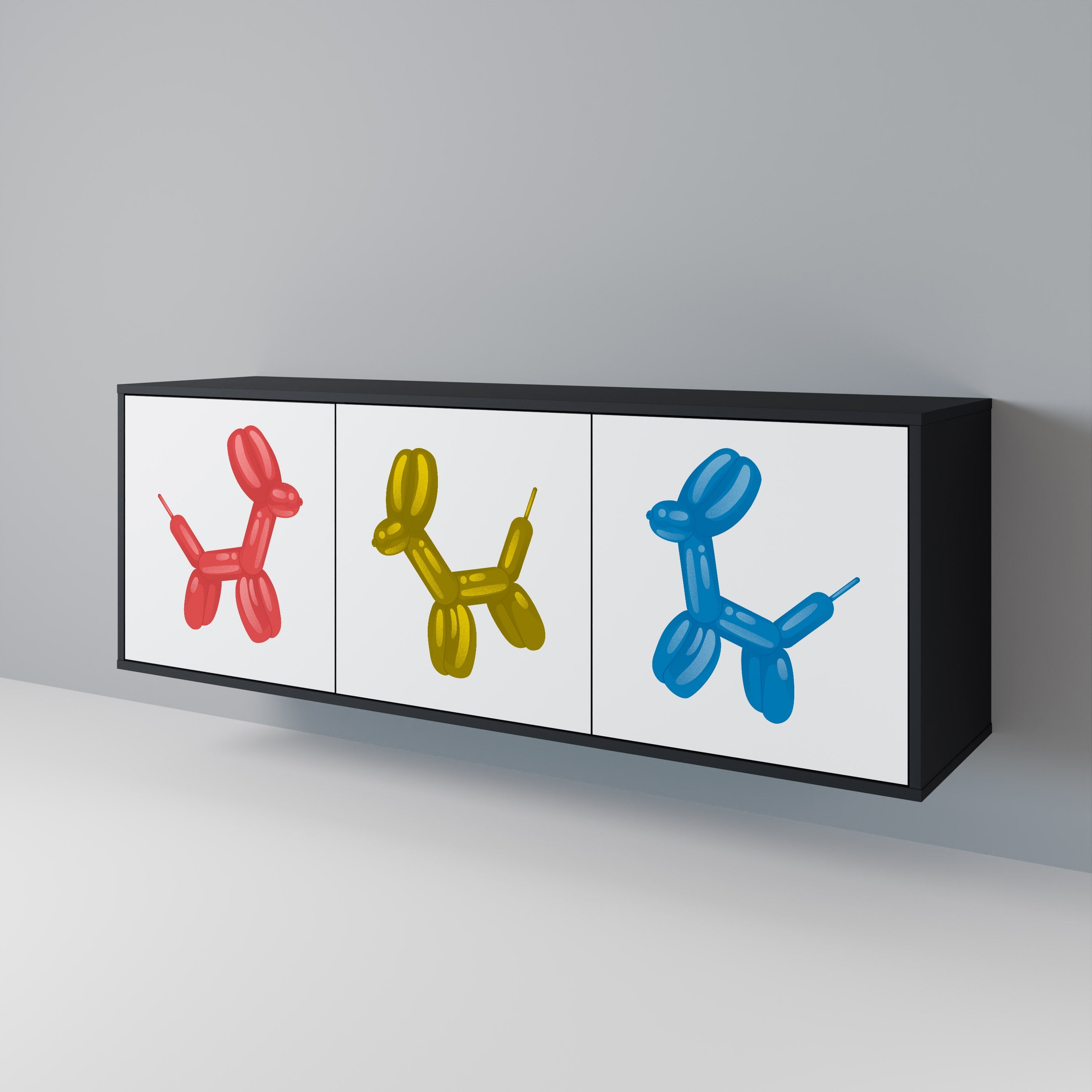 CHILDHOOD MEMORY Aparador de 3 Portas em Acabamento Preto