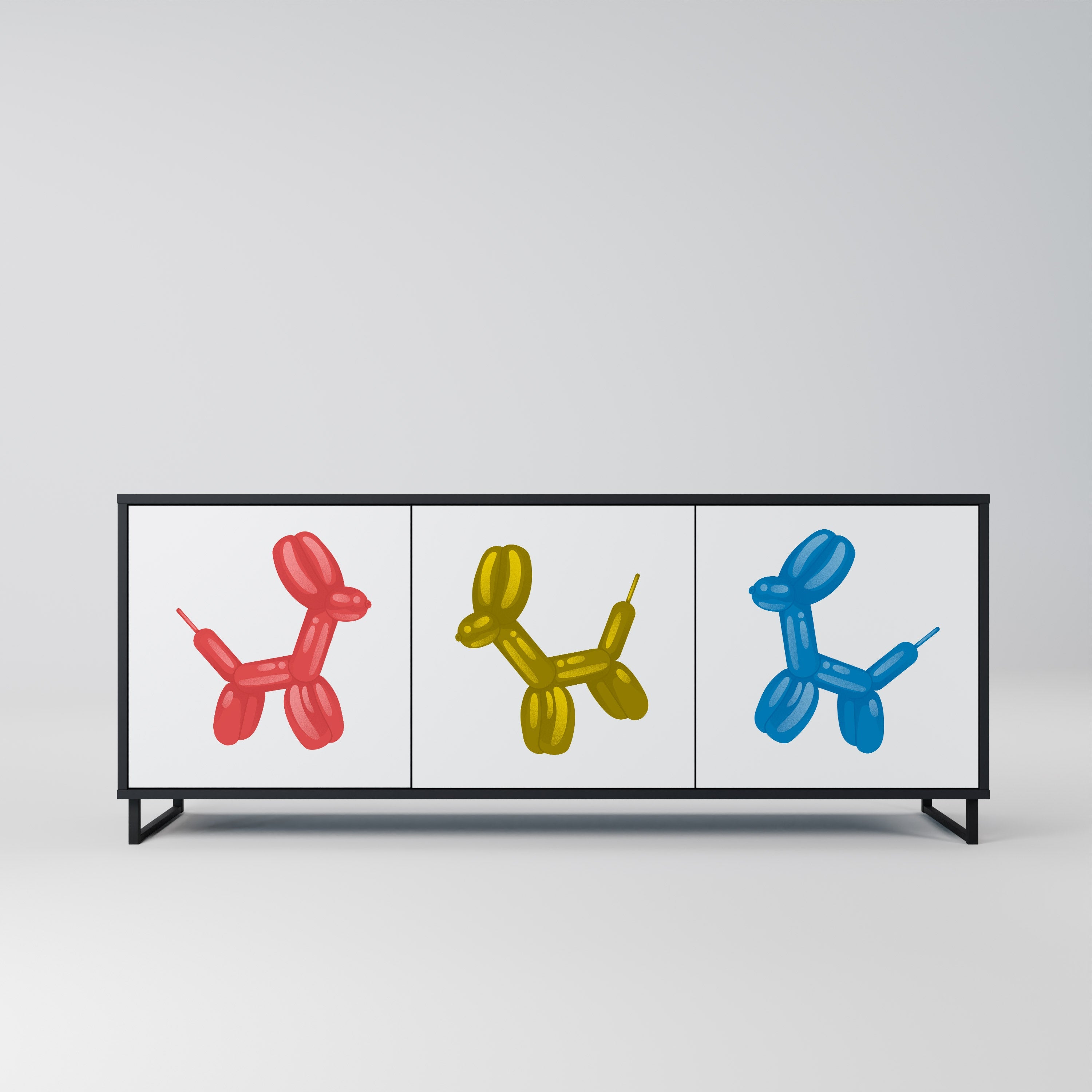 CHILDHOOD MEMORY Aparador de 3 Portas em Acabamento Preto