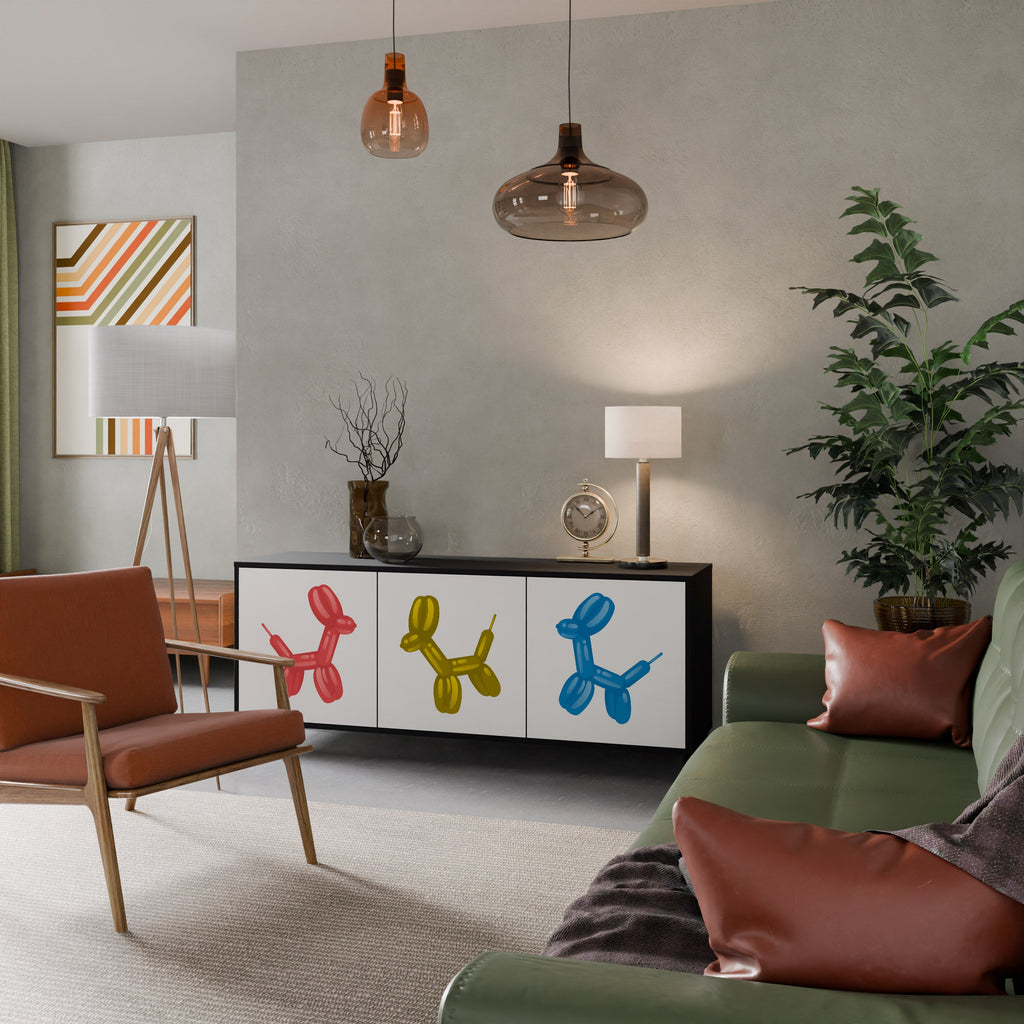 CHILDHOOD MEMORY Aparador de 3 Portas em Acabamento Preto