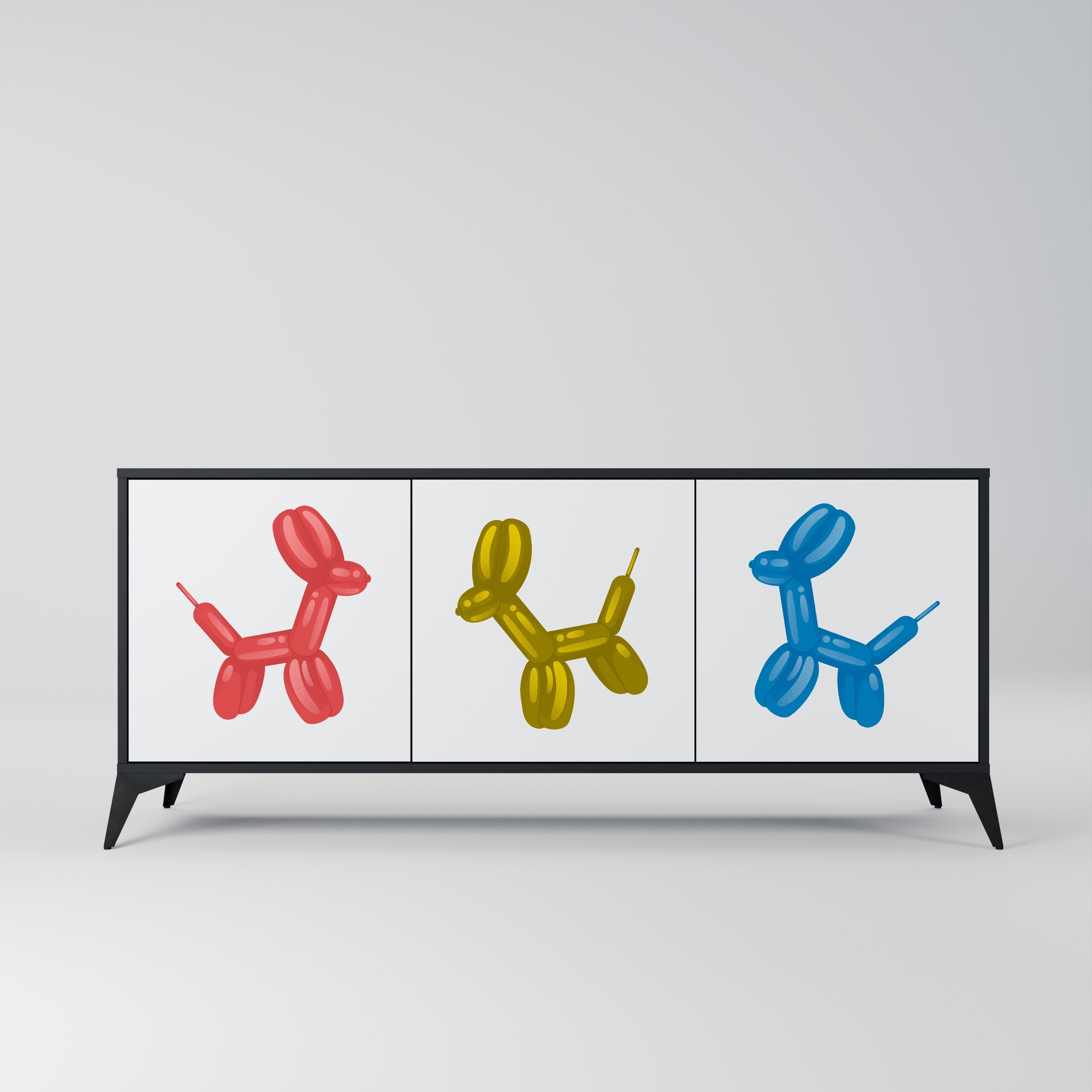 CHILDHOOD MEMORY Aparador de 3 Portas em Acabamento Preto