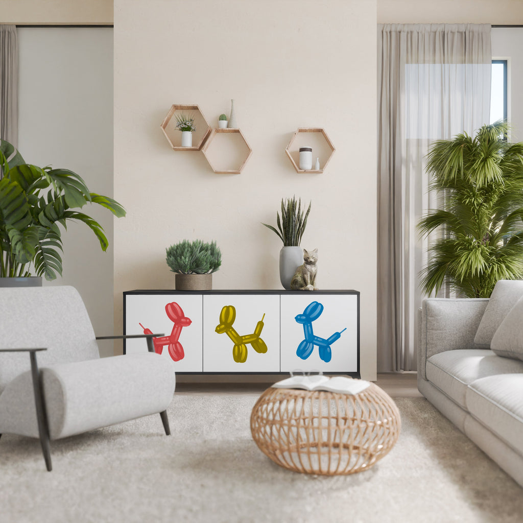 CHILDHOOD MEMORY Aparador de 3 Portas em Acabamento Preto