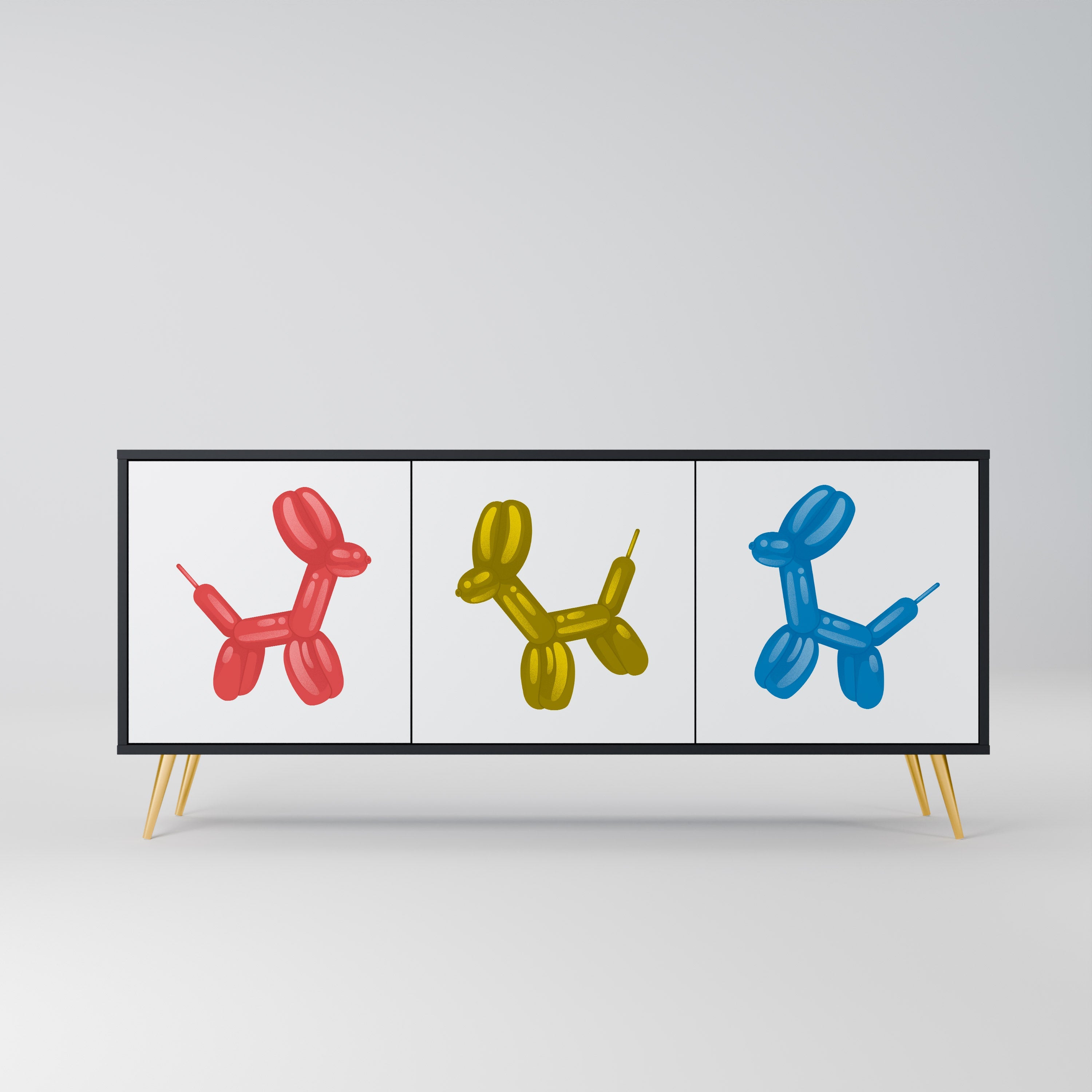 CHILDHOOD MEMORY Aparador de 3 Portas em Acabamento Preto