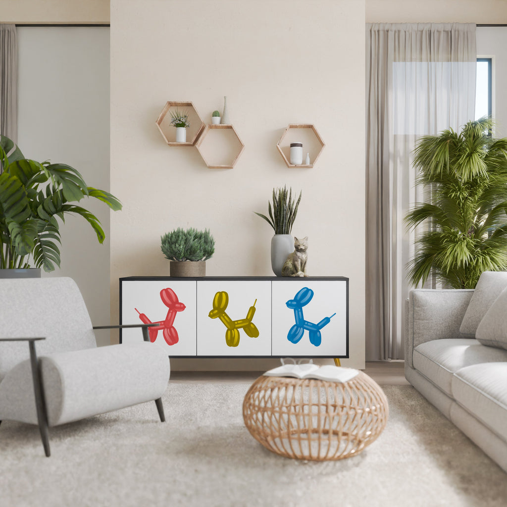 CHILDHOOD MEMORY Aparador de 3 Portas em Acabamento Preto