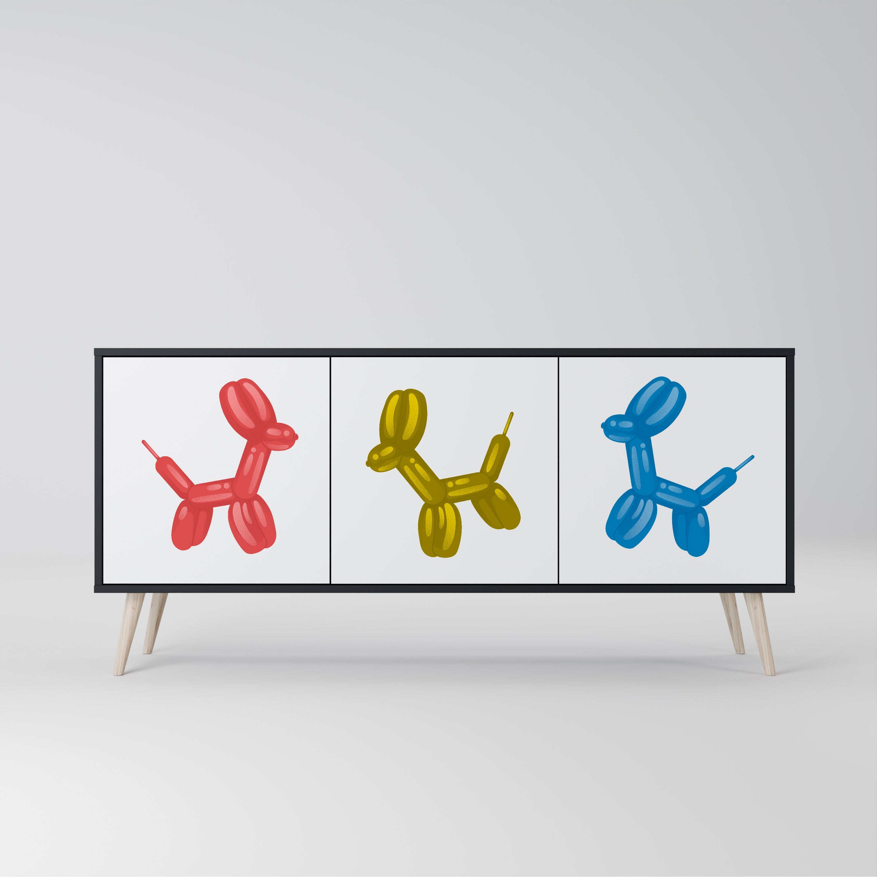 CHILDHOOD MEMORY Aparador de 3 Portas em Acabamento Preto